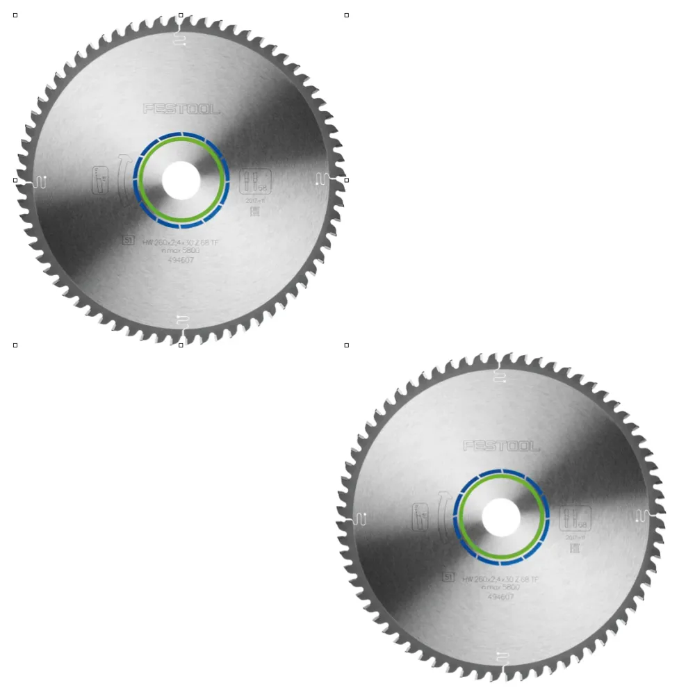 2x Festool hoja de sierra circular especial TF68 aluminio plástico 260 x 2,4 x 30 mm (494607) 260 mm 68 dientes para KS 88...