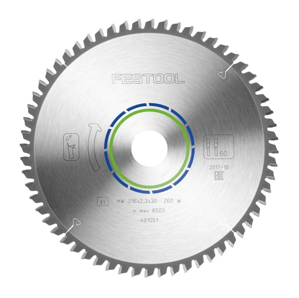 Festool Hoja de sierra especial HW 216 x 30 x 2,3 mm W60 ( 491051 ) 216 mm 60 dientes