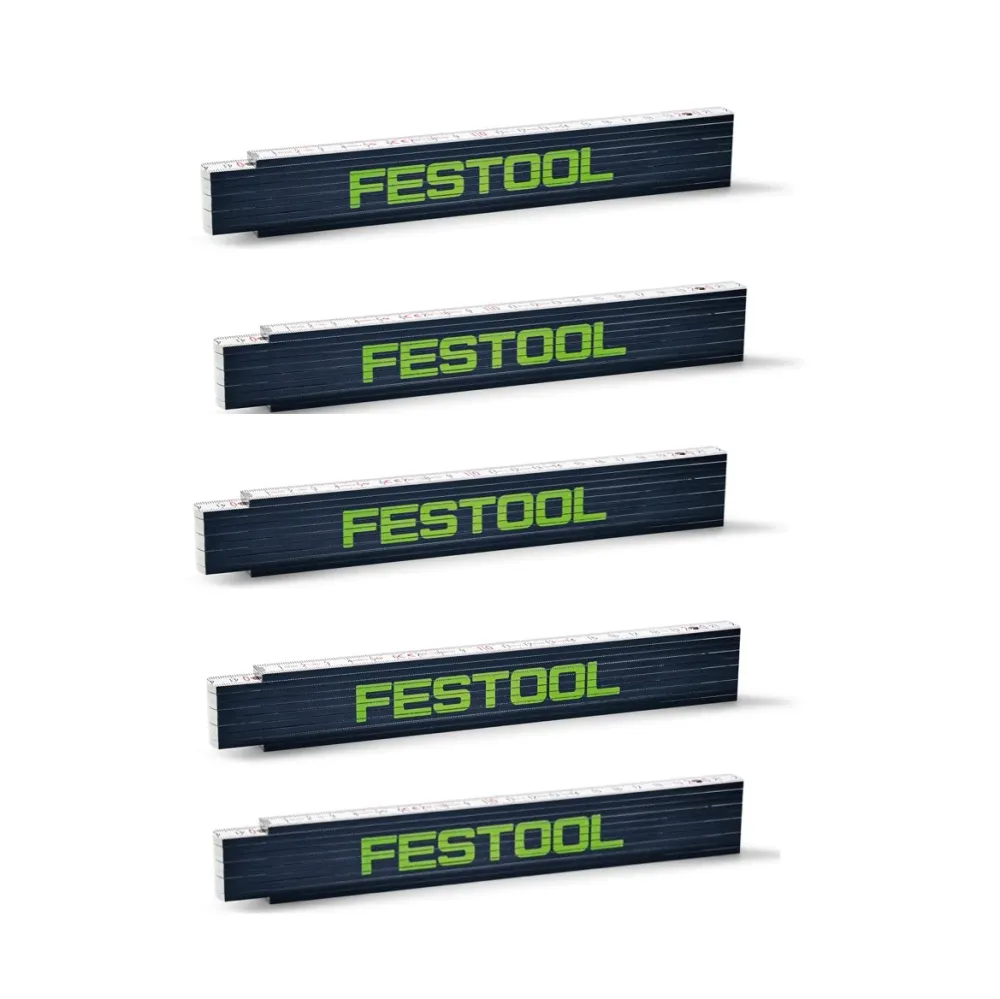 5x Festool metro regla plegable regla plegable de madera 2 m 10 enlaces ( 201464 )