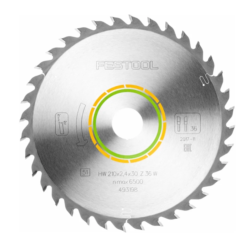 Hoja de sierra universal Festool W36 210 x 2,4 x 30 mm ( 493198 ) para sierra de inmersión TS 75