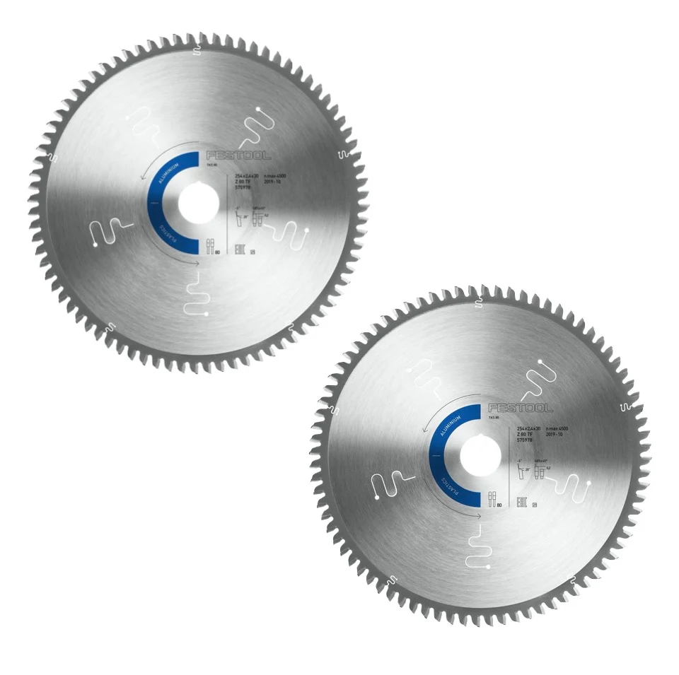 Juego de sierras circulares especiales Festool 2x TF80 254 x 2,4 x 30 mm ( 2x 575978 ) para sierra de mesa TKS 80