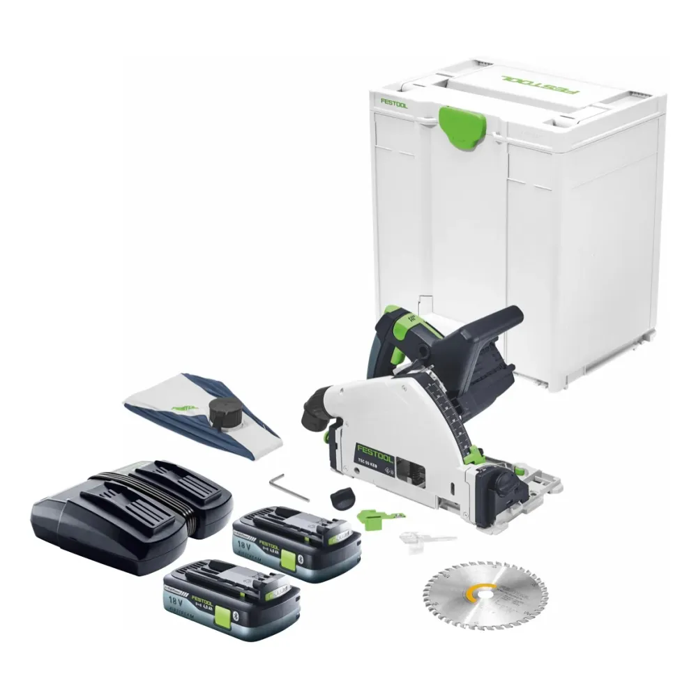 Sierra sumergible Festool TSC 55 KEB-Basic con baterí 18 V / 36 V (2x 18 V) 160 mm sin escobillas + 2 baterías de 4,0 Ah +...