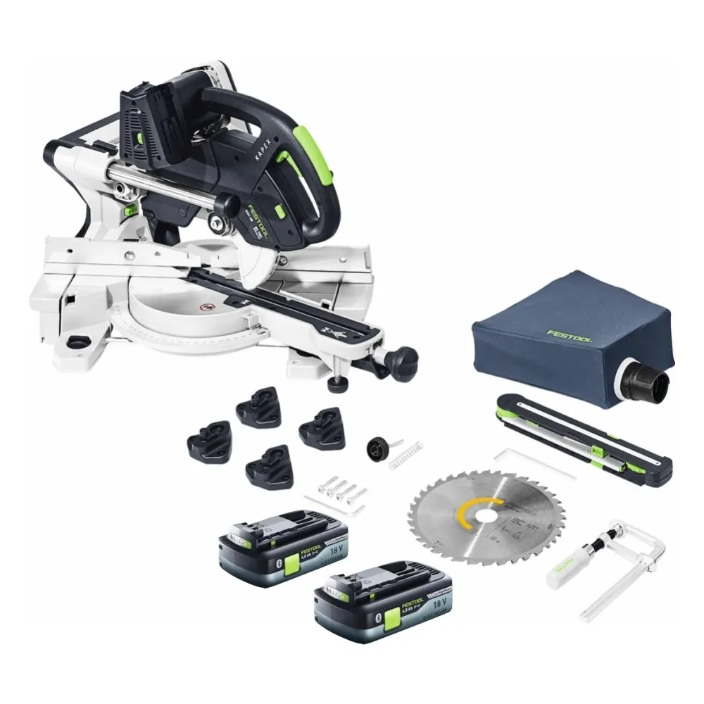 Tronzadora sin cable Festool KSC 60 EB-Basic KAPEX 18 V / 36 V 216 mm sin escobillas + 2x baterí 4,0 Ah - sin cargador