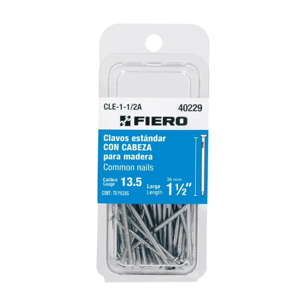Blíster con 70 clavos estándar 1-1/2" con cabeza, Fiero