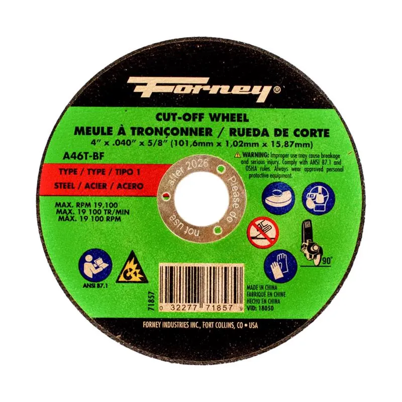 Disco de corte Forney de óxido de aluminio de 4" DX 5/8" (1 pieza) - Oferta de la semana