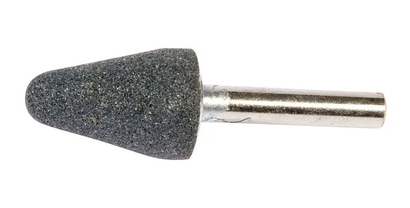 Punta cónica montada con vástago de óxido de aluminio Forney de 1-1/8 pulg. de diámetro x 3/4 pulg. de largo, 38 550 rpm,...