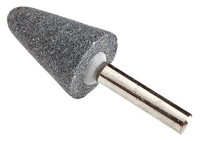 Punta cónica montada con vástago de óxido de aluminio Forney de 1-1/8 pulg. de diámetro x 3/4 pulg. de largo, 38 550 rpm,...