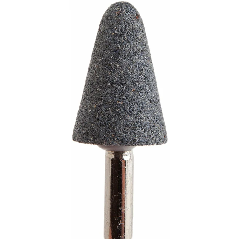 Punta cónica montada con vástago de óxido de aluminio Forney de 1-1/8 pulg. de diámetro x 3/4 pulg. de largo, 38 550 rpm,...