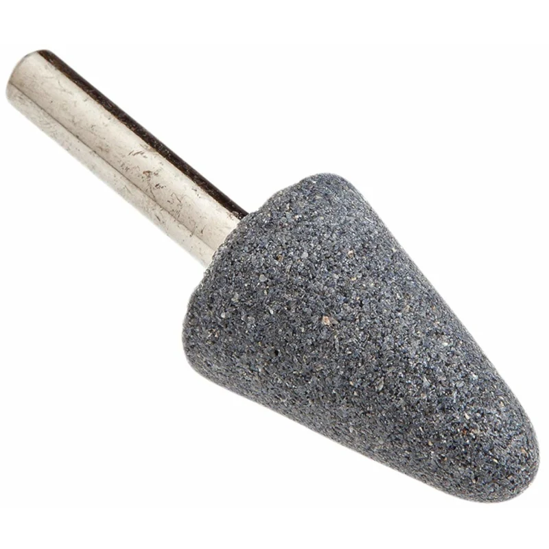 Punta cónica montada con vástago de óxido de aluminio Forney de 1-1/8 pulg. de diámetro x 3/4 pulg. de largo, 38 550 rpm,...