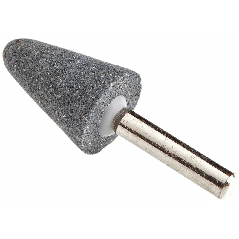 Punta cónica montada con vástago de óxido de aluminio Forney de 1-1/8 pulg. de diámetro x 3/4 pulg. de largo, 38 550 rpm,...