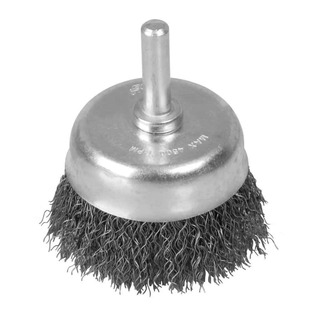 Carda copa ondulada alambre delgado 3" x 0.17 con zanco 1/4" Foy.