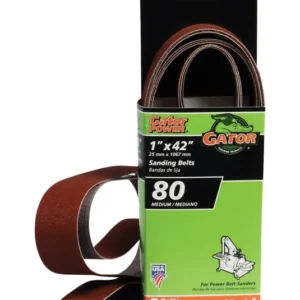 Banda de lija Gator de óxido de aluminio de 42" de largo x 1" de ancho, grano 80, 3 piezas - Oferta de la semana