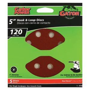 DISCO DE LIJA DE 5" GRANO 120, PAQUETE DE 5 Gator