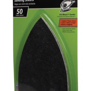 Papel de lija Gator Mouse de óxido de circonio de grano 50, 5 pulgadas de largo x 3-1/2 pulgadas de ancho, paquete de 4 -...