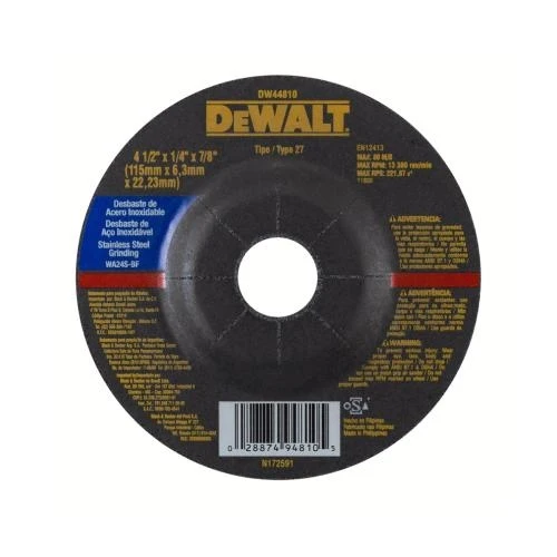 Disco para pulir metal de acero inox de 4 ½ plg, centro realzado, Dewalt, dw44810-ph Global Tools Gt