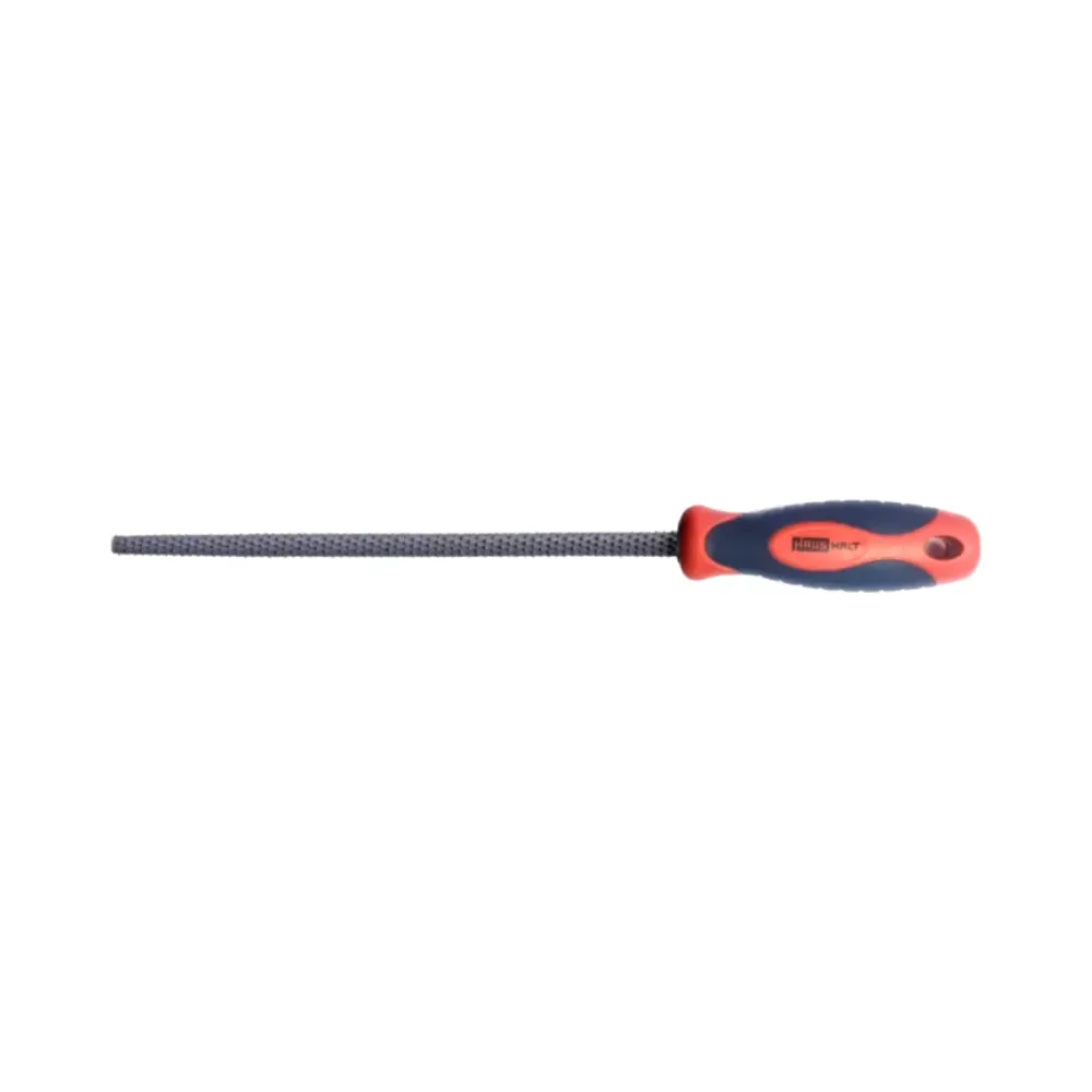 HAUSHALT Juego de limas de metal de 3 piezas, 200 mm, planas, semirredondas, redondas, con mango ergonómico de goma antide...