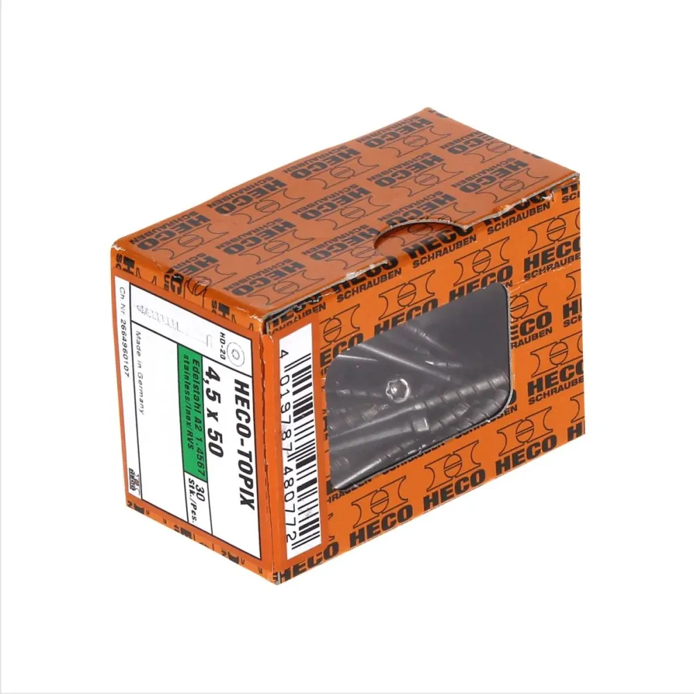 HECO Juego de fijaciones para terrazas, 30 uds + tornillos HECO TOPIX 4,5 x 50 mm HD 20 + Estuche ( 48715 )