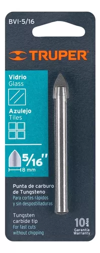 TRUPER BROCA PARA VIDRIO Y AZULEJO DE 5/16" PUNTA DE CARBURO DE TUNGSTENO BVI-5/16 11703 INSTA-YA PITALITO