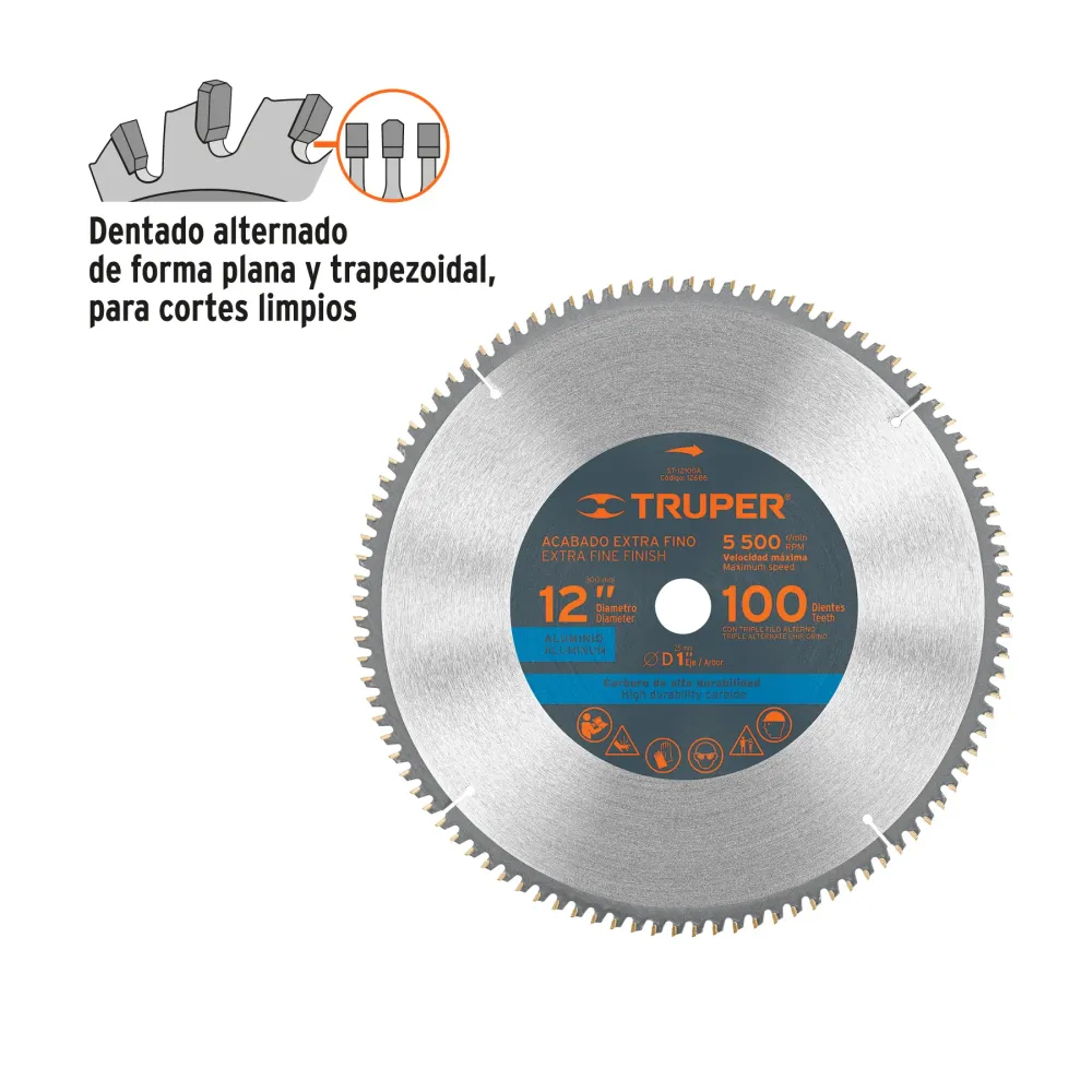 TRUPER DISCO PARA ALUMINIO 12" 100 DIENTES 12686 INSTA-YA PITALITO