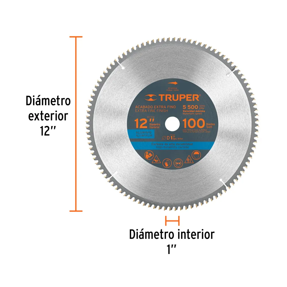 TRUPER DISCO PARA ALUMINIO 12" 100 DIENTES 12686 INSTA-YA PITALITO