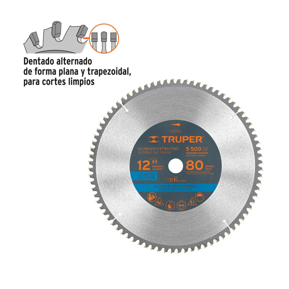 TRUPER DISCO PARA ALUMINIO 12" 80 DIENTES 12685 INSTA-YA PITALITO