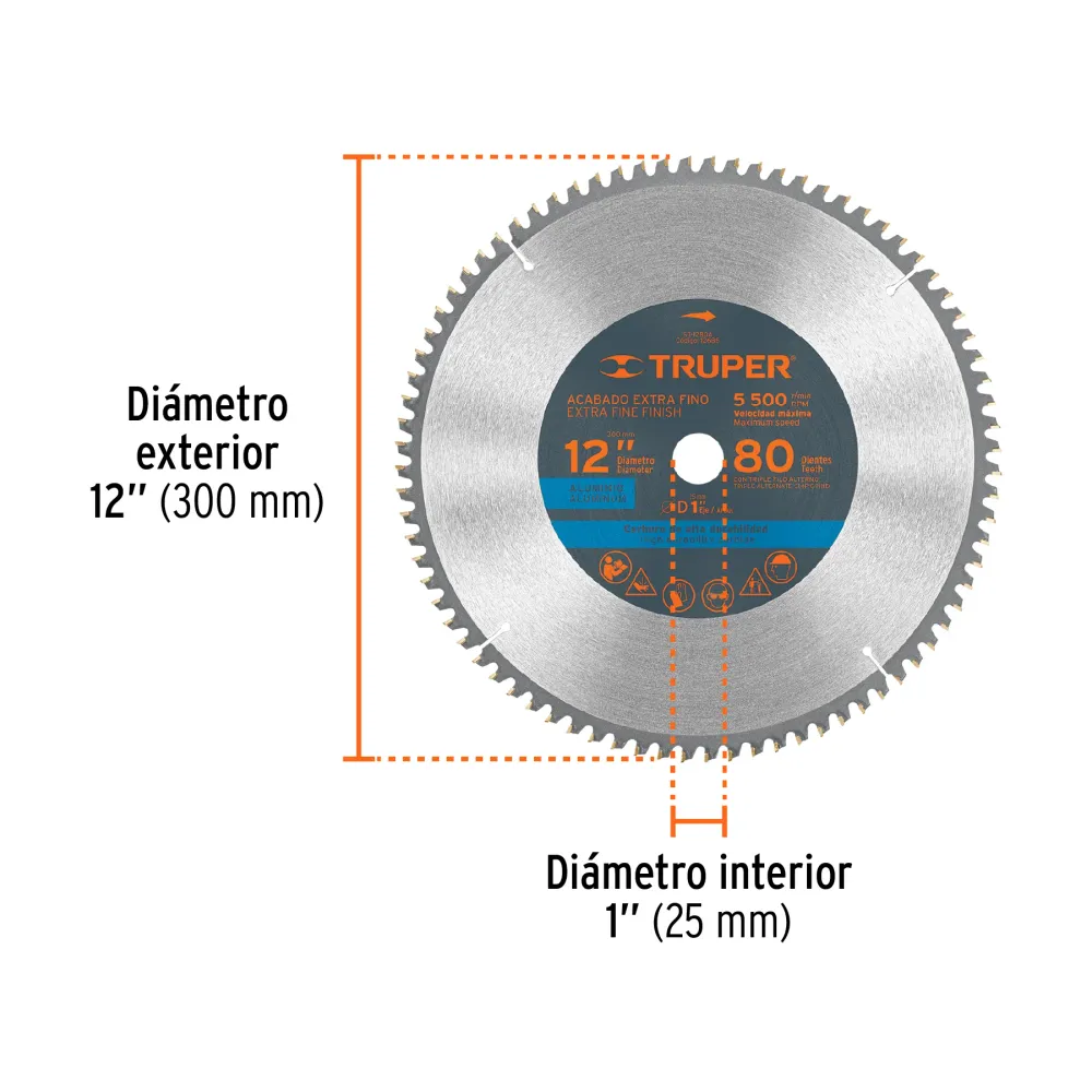 TRUPER DISCO PARA ALUMINIO 12" 80 DIENTES 12685 INSTA-YA PITALITO