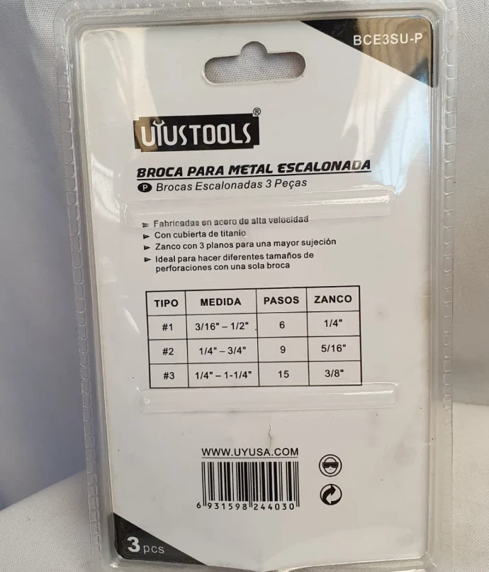 UYUSTOOLS BROCA PARA METAL ESCALONADA - BCE3SU-P INSTA-YA PITALITO