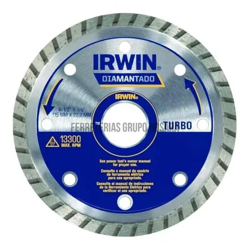 Disco de corte diamantado turbo 4-1/2" Irwin IW8950