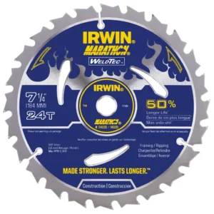 Hoja de sierra circular de carburo soldado de 24 dientes y 7-1/4" Irwin 14035