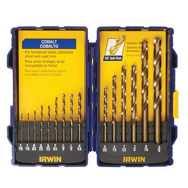 Juego de brocas de acero al cobalto Irwin con vástago recto (15 piezas) - Oferta de la semana