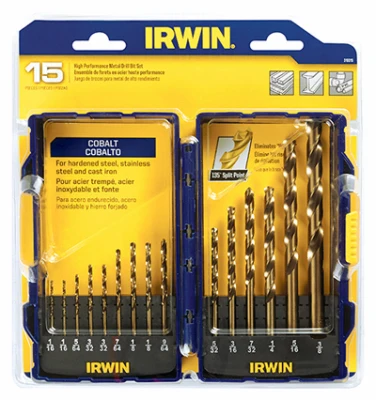 Juego de brocas de acero al cobalto Irwin con vástago recto (15 piezas) - Oferta de la semana