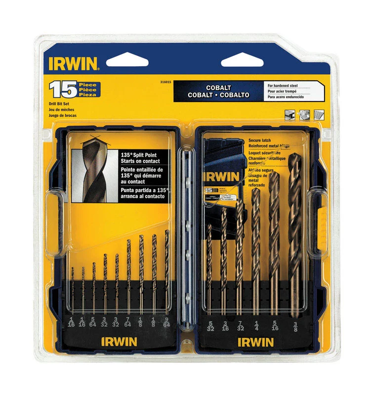Juego de brocas de acero al cobalto Irwin con vástago recto (15 piezas) - Oferta de la semana