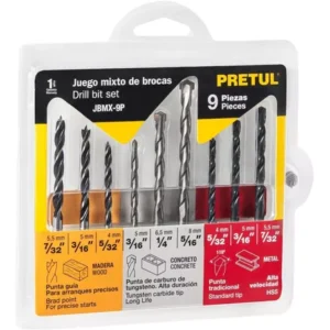 JUEGO DE BROCA 9 PCS PRETUL