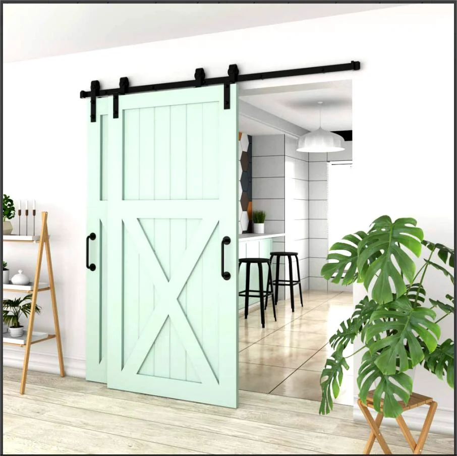 Kit Para Puerta Corrediza Tipo Rústica Granero 2 metros de largo Dos puertas