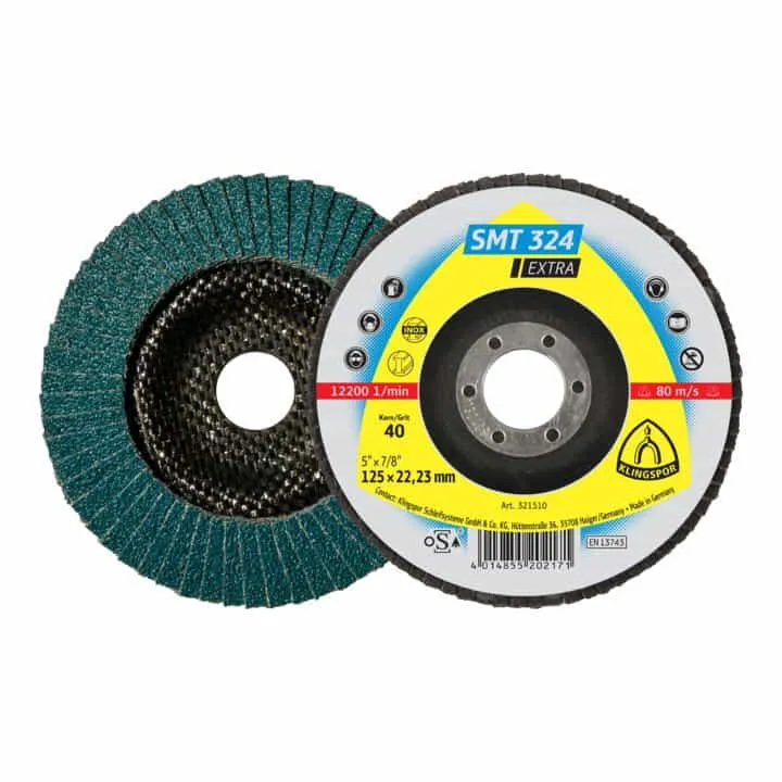Disco de láminas KLINGSPOR SMT 324 Extra Ø 125 mm tamaño de grano 40 12° cónico ( 4000842810 )