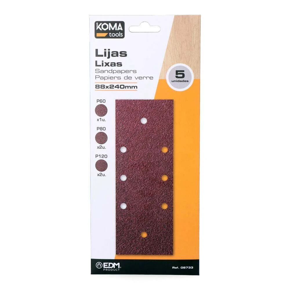 LIJAS PARA LIJADORA ORBITAL 08706, SET 5 uds KOMA TOOLS