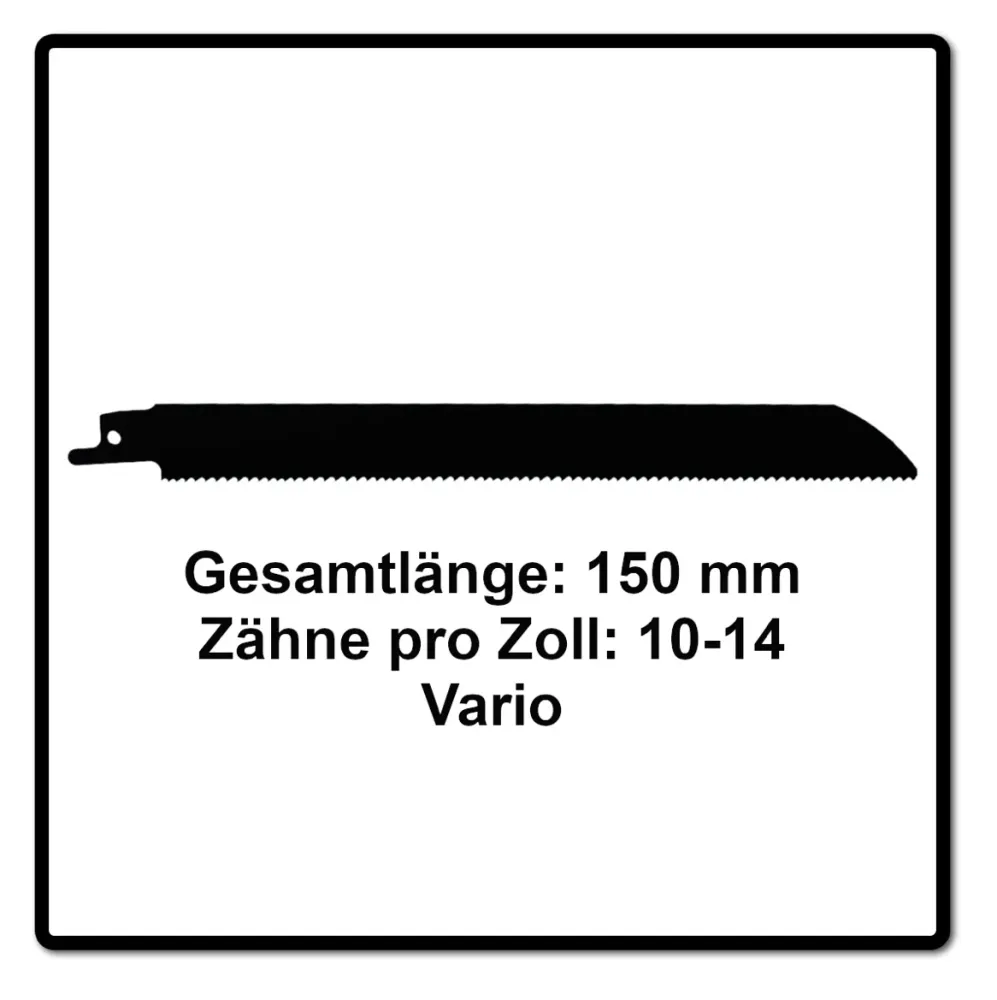 Hoja de sierra de sable Komet METAL Y MADERA 200mm 10-14tpi 10 piezas (2x 501.015) HSS bimetal Vario
