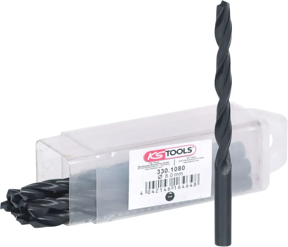 KS TOOLS Broca helicoidal HSS-R, 8mm, paquete de 10 ( 330.1080 )
