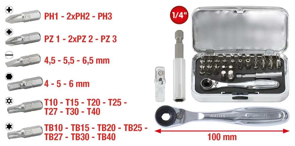 KS TOOLS 1/4' CHROMEplus Juego De Puntas, 31 pzs ( 918.4600 )