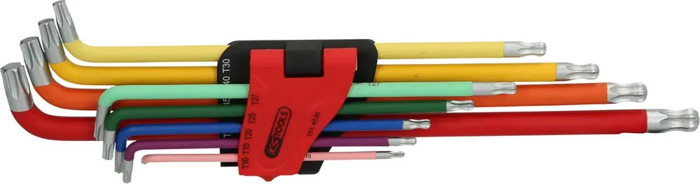 KS TOOLS Juego de llaves Allen Torx con cabeza de bola, extralargas y en ángulo de 108°, 9 pzs ( 151.4530 )