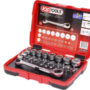 KS TOOLS Juego de llaves de vaso y puntas para carraca hueca de 1/4' + 11 mm, 31 pzs ( 918.3050 )