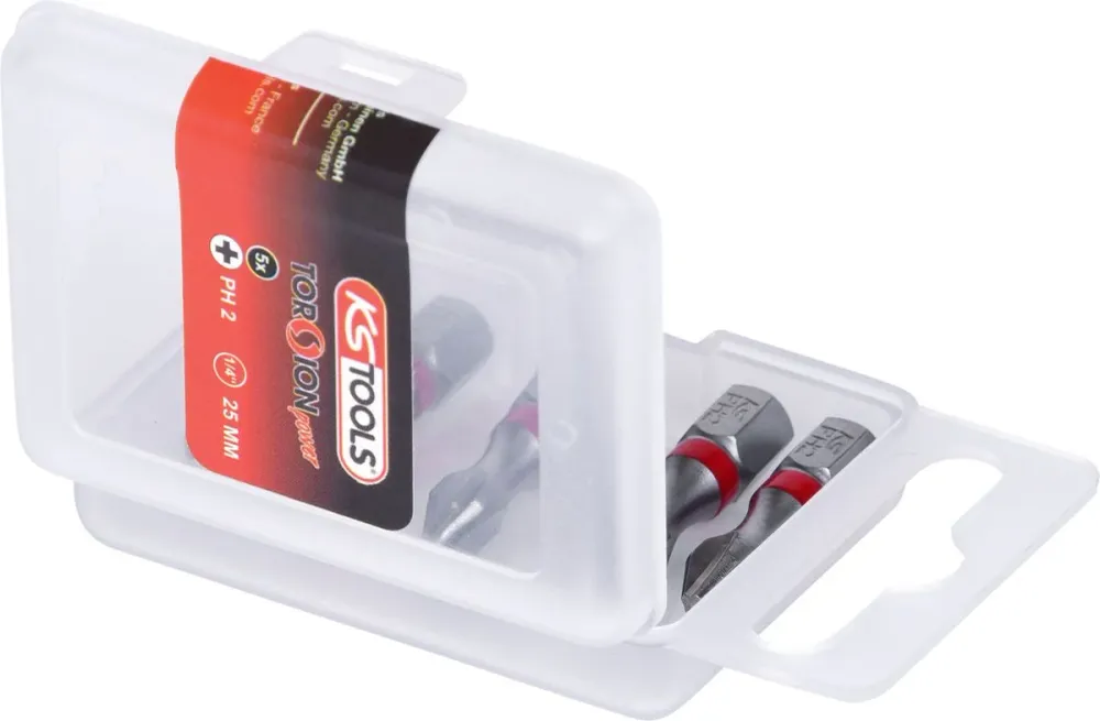 KS TOOLS 1/4' Punta TORSIONpower para tornillos de estrella PH, 25mm, PH2, paquete de 5 ( 918.3111 )