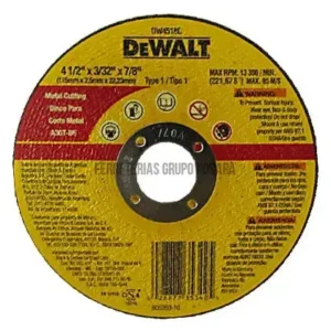 DISCO DE CORTE ABRASIVO PARA METAL 4-1/2" X 2.3 MM PLANO DEWALT DW4518C LIBRE