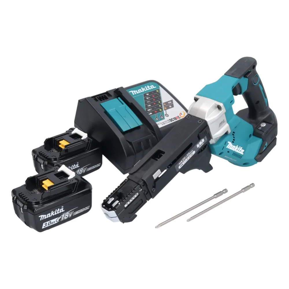 Atornillador automático sin cable Makita DFR551RF 25 - 55mm 18V sin escobillas + 2x Baterías 3.0Ah + Cargador