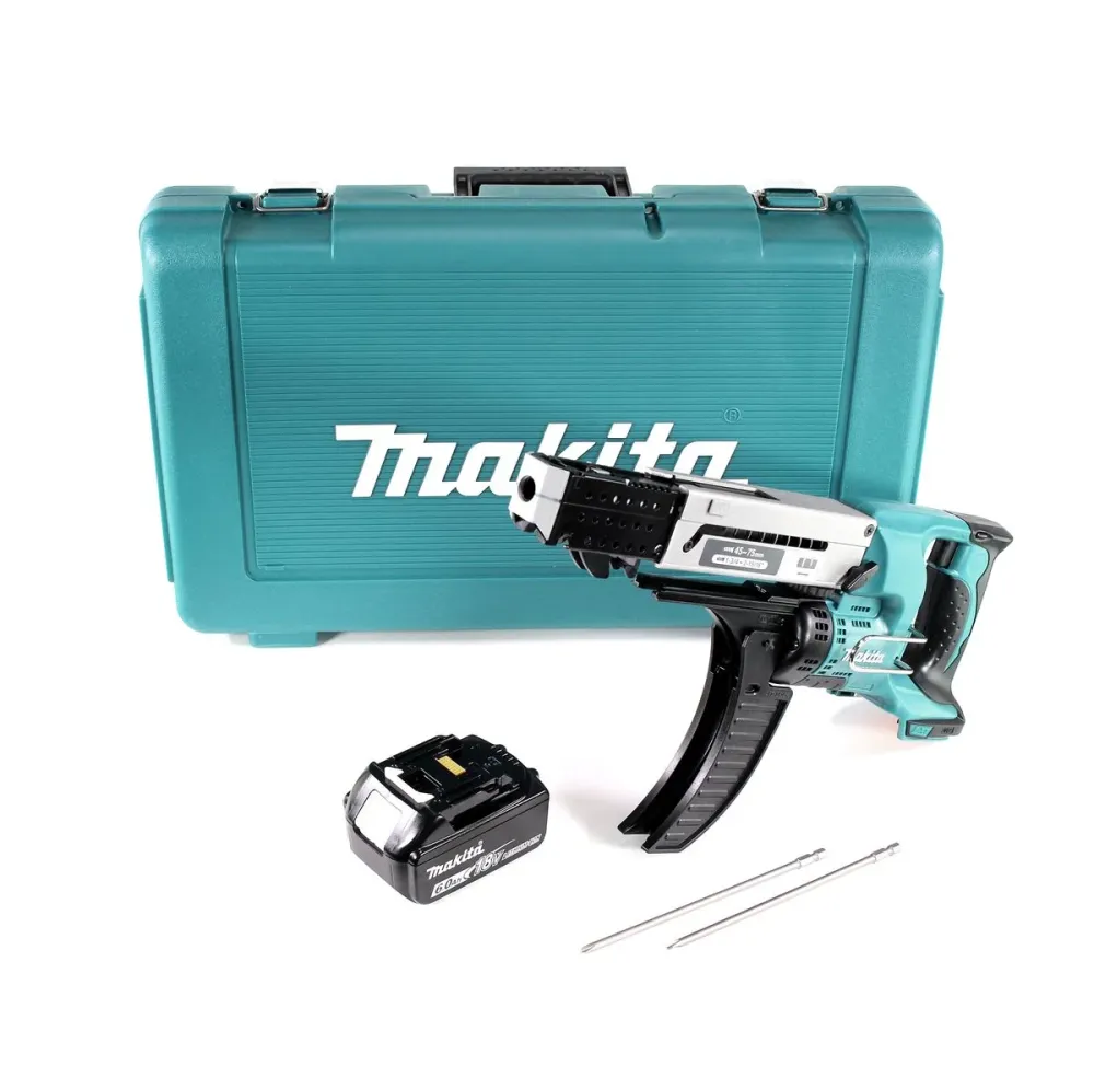 Cargador de baterí Makita DFR 750 G1E destornillador 18 V 45-75 mm + 1x baterí 6.0Ah + estuche - sin cargador