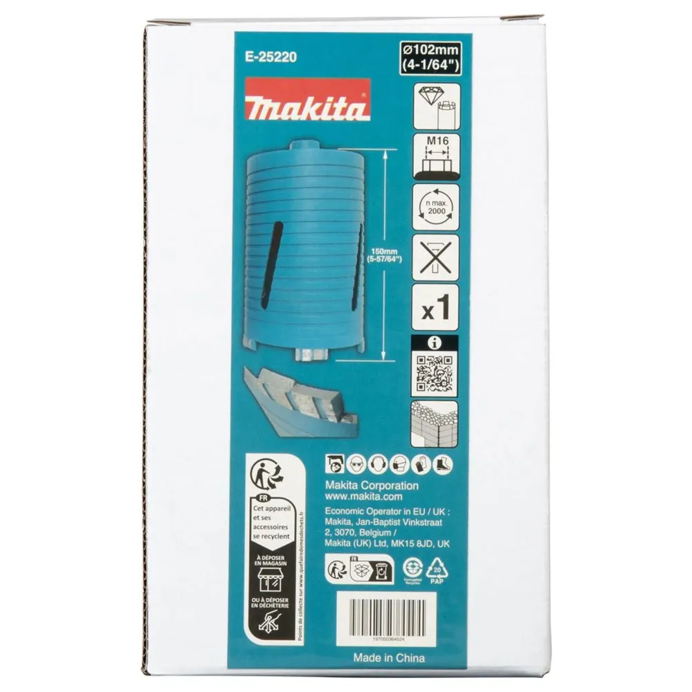 Corona de diamantes Makita E-25220 102 mm M16 Seco