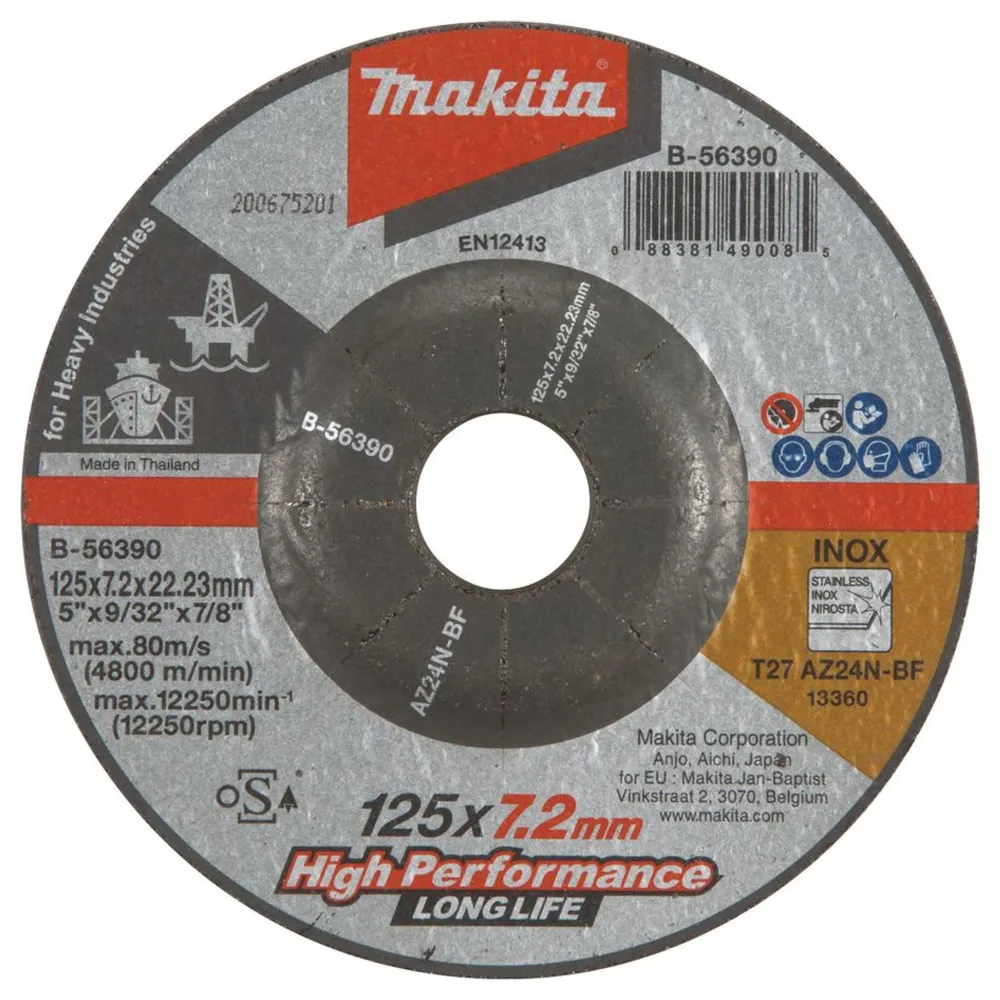 Disco abrasivo de acero inoxidable Makita B-56390 125 mm AZ24N