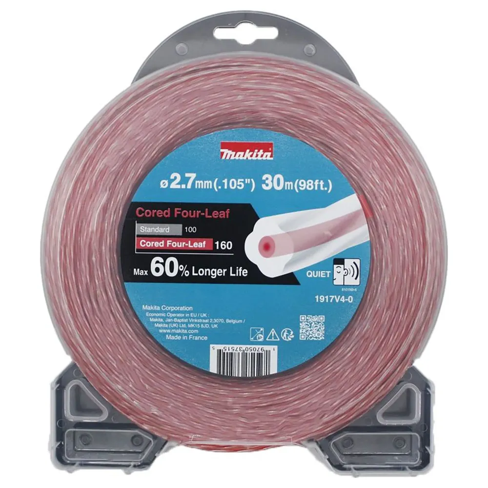 Hilo de nailon Makita Cuatro hojas 1917V4-0 2,7 mm Rojo 30 m
