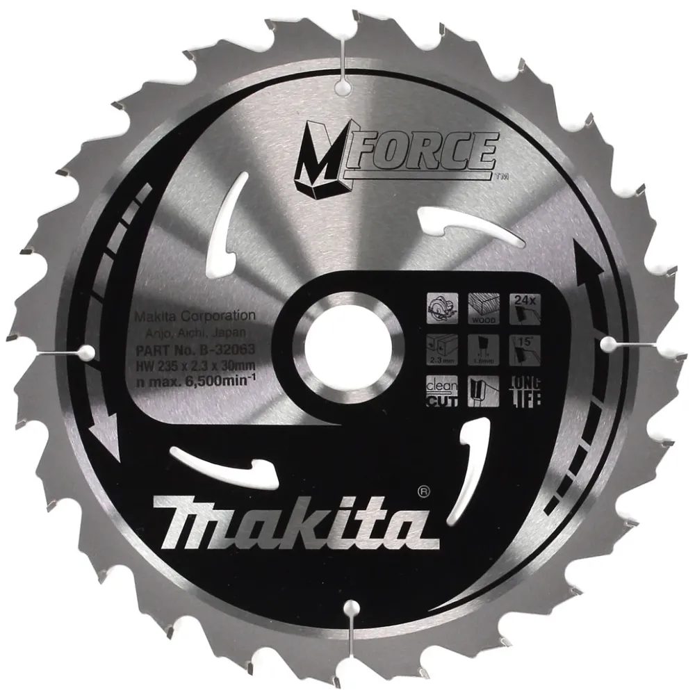 Hoja de sierra circular Makita M-FORCE para madera 235 x 30 x 2,3 mm 24 dientes (B-32063)