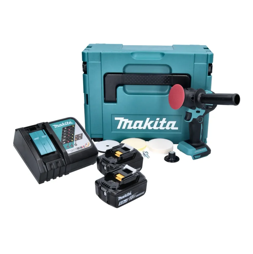 Lijadora pulidora sin cable Makita DPV300RTJ 50/80 mm 18V sin escobillas + 2x Baterías 5.0 Ah + Cargador + Makpac